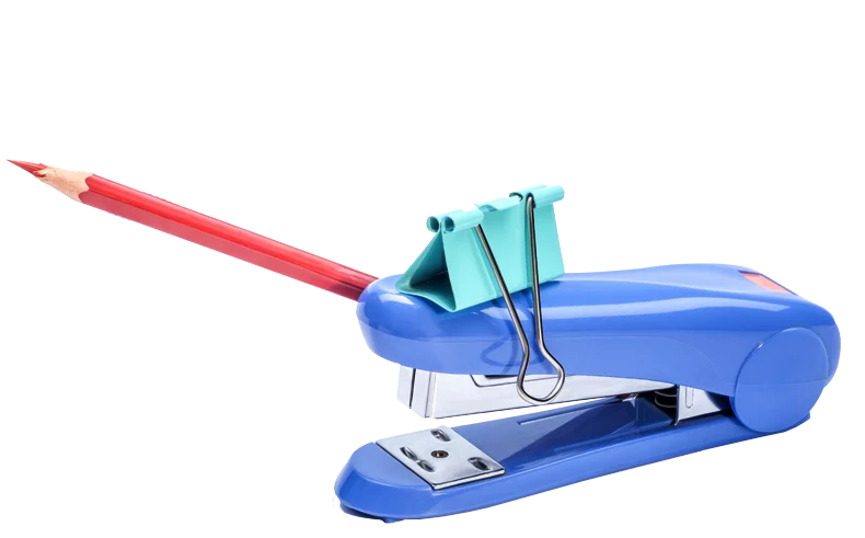 Avoiding Work Fighting Blue Stapler